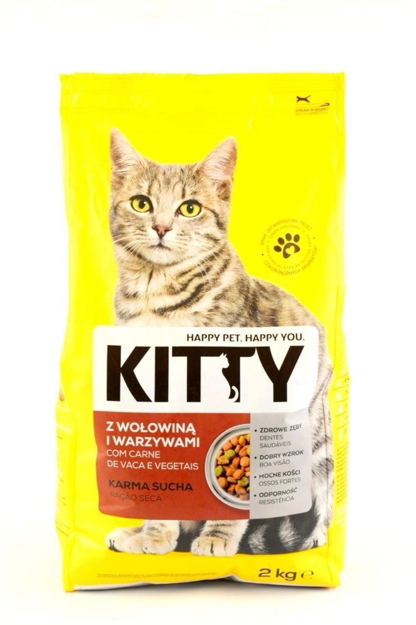 Сухий  корм для дорослих котів Kitty 2кг яловичина/курка