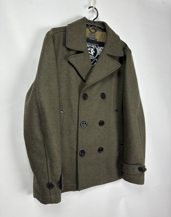 Чоловіче Пальто Бушлат Diesel (Peacoat) L Шерсть Оливковий (Вінтаж)