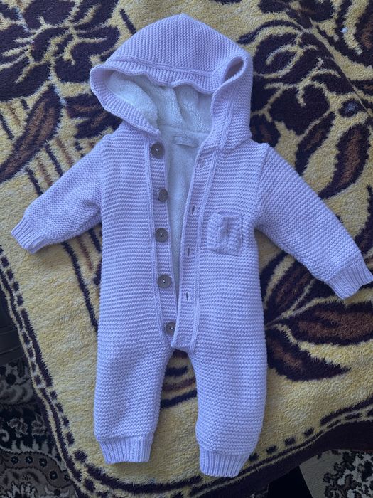 Розовый теплый комбинезон деми на весну/осень 3-6 месяцев  для девочки