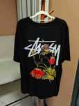 Stussy Męska Czarna Koszulka z Nadrukiem Rozmiar L