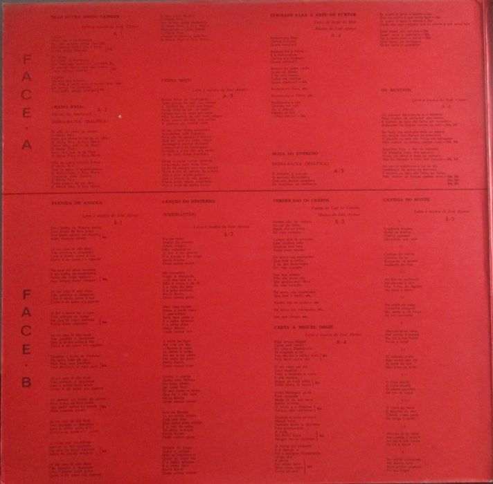 José Afonso	- - - - -		Traz Outro Amigo Também	- - - - -	LP