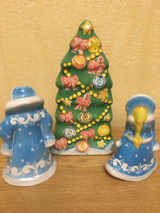 Майоліка , набір новорічних фігурок в подарунковій коробці
