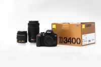 Nikon D3400 + 2 obiektywy + dodatki
