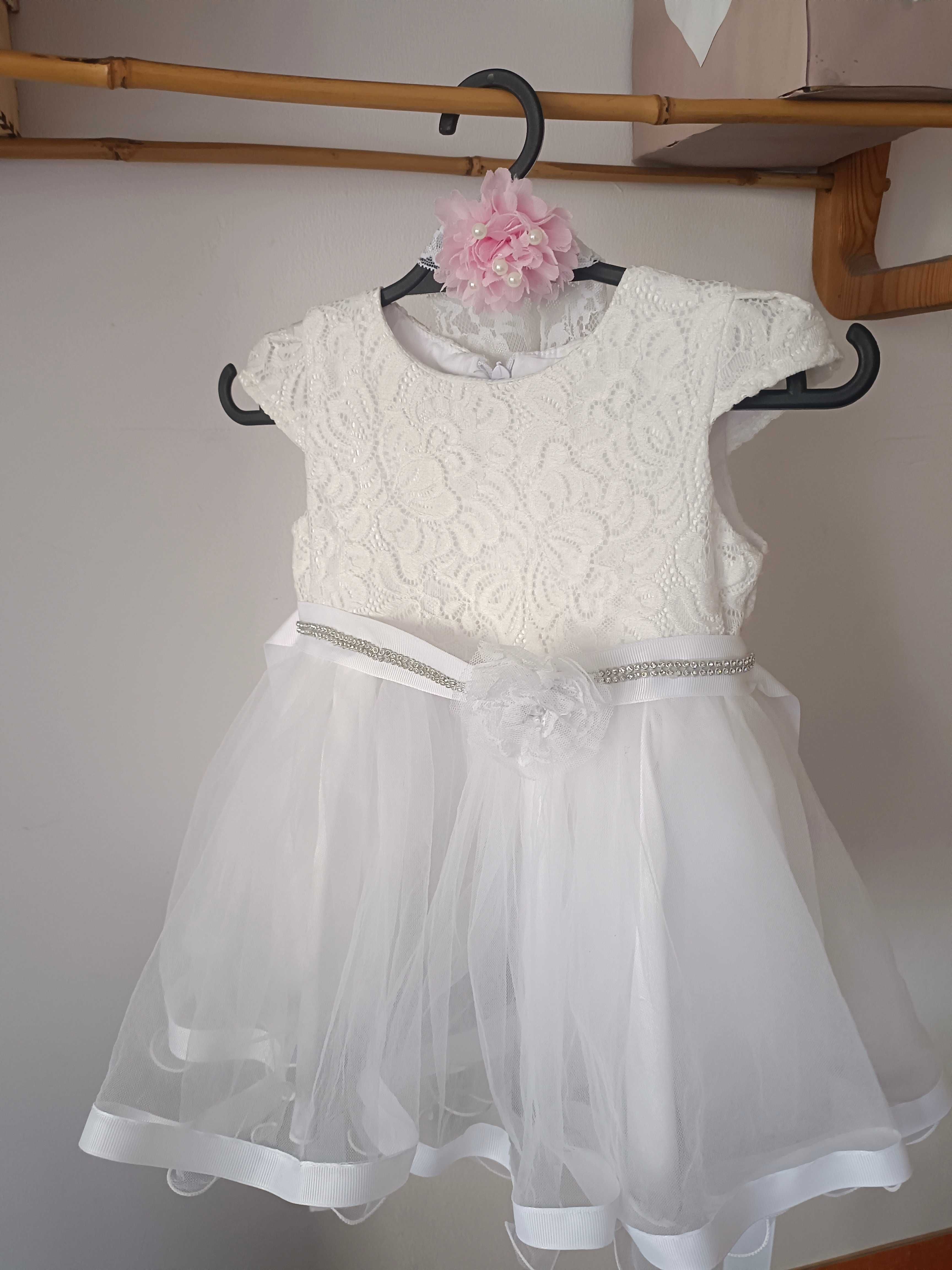 Sukienka chrzest r. 68, opaska, komplet, dziewczynka, chrzciny