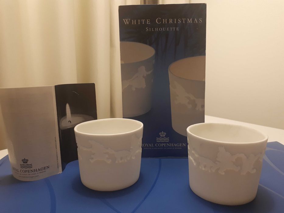 Porcelanowe świeczniki Royal Copenhagen na tealight - White Christmas