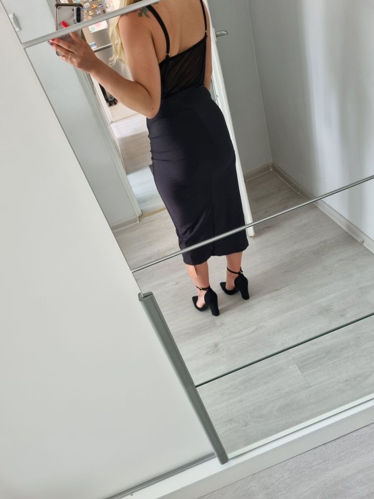 Nowa czarna kobieca sukienka midi r. XS