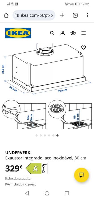 Exaustor UNDERVERK do Ikea
Vendo exaustor Underverk de 80