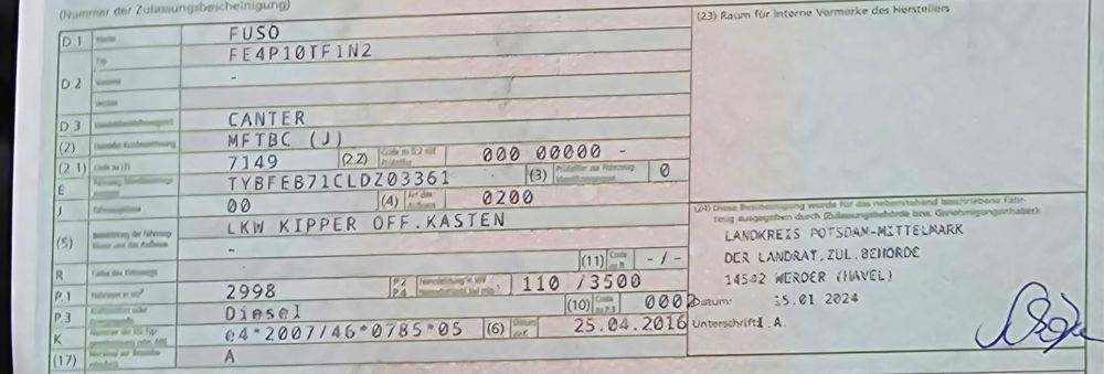 Mitsubishi Canter Fuso wywrotka.tablice PL, zamiana na dużo tańsze