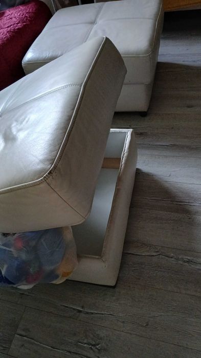 2 skórzane, duże pufy, tanio!