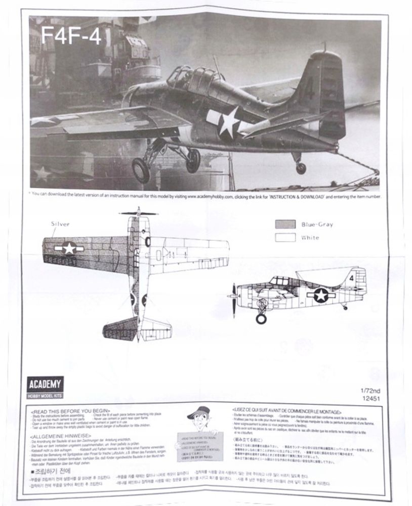 Academy 12451 samolot F4F-4 Wildcat model do sklejania 1:72