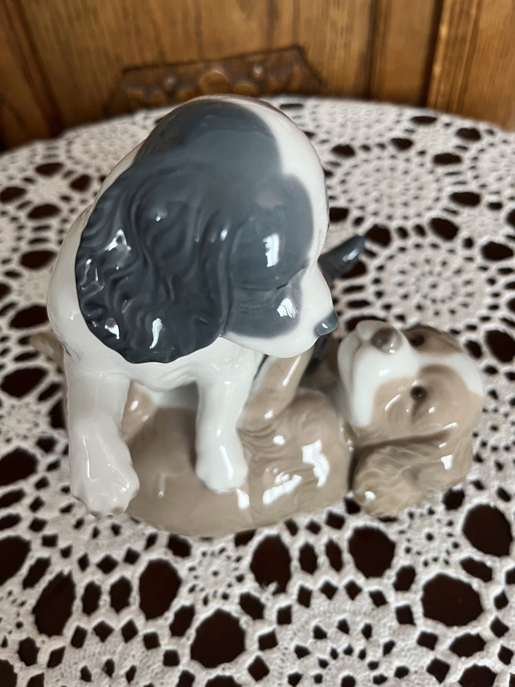 Cudna Lladro Nao Pies Szczeniaki Kolekcjonerska Figurka Porcelanowa