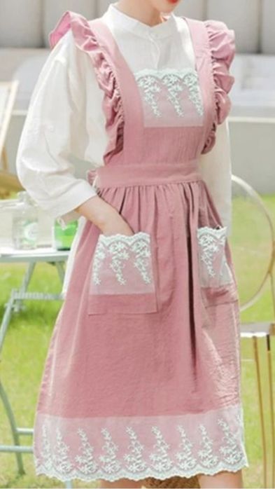 Avental novo estilo vintage cor de rosa