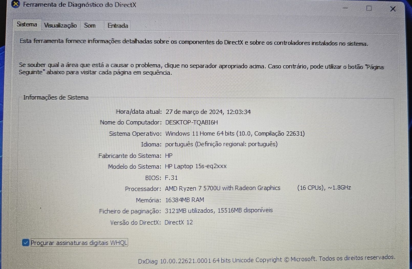 HP Ryzen 7 5700u 16GB 512GB SSD NOVO. Troca/retoma. Garantia