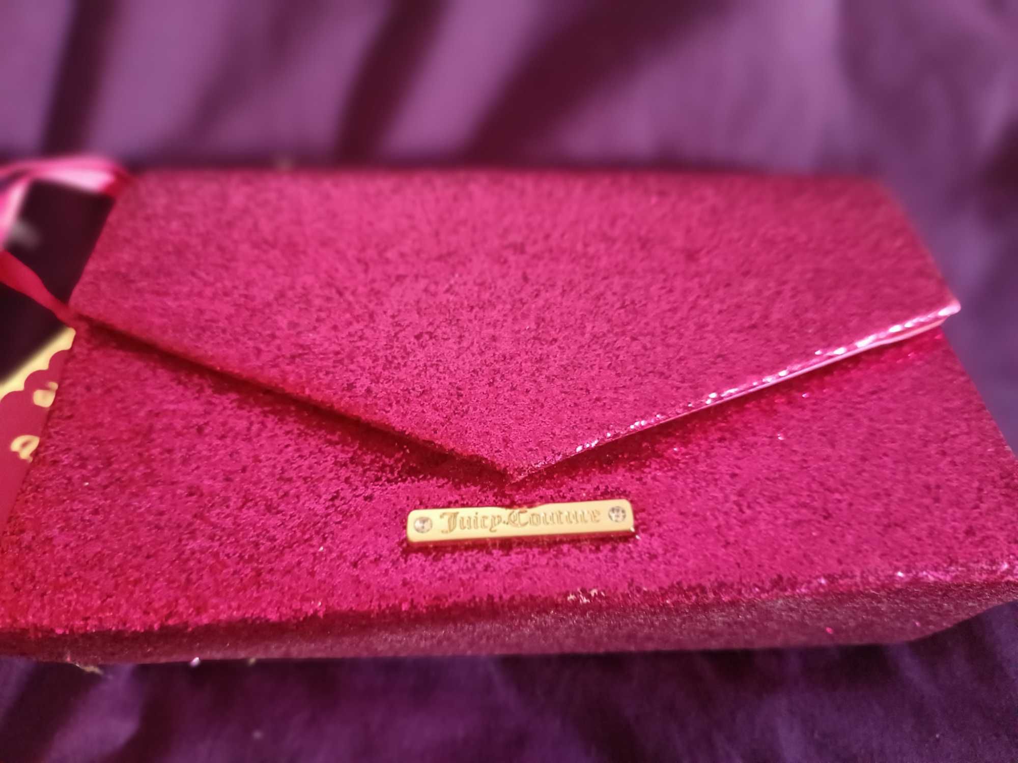 Carteira de cerimônia com etiqueta rosa choc com brilho