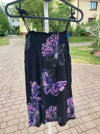 Śliczna letnia sukienka dla dziewczynki 146, czarno-fioletowa