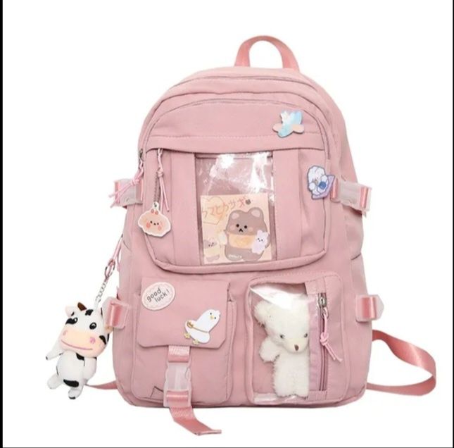Рюкзак підлітковий рожевий з ведмедиком