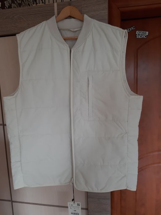 Kamizelka biała Zara męska L lekko ocieplana kolekcja premium sport