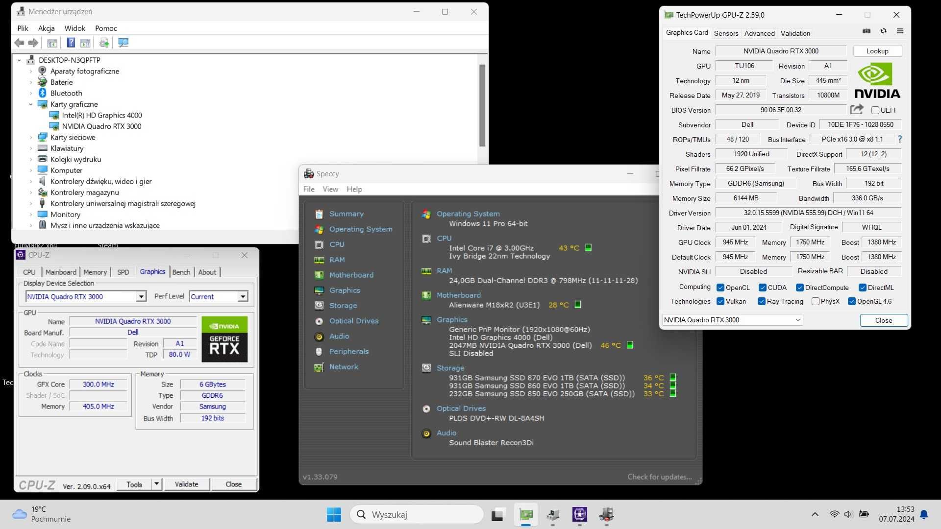 Nvidia Quadro RTX 3000 M MXM Alienware