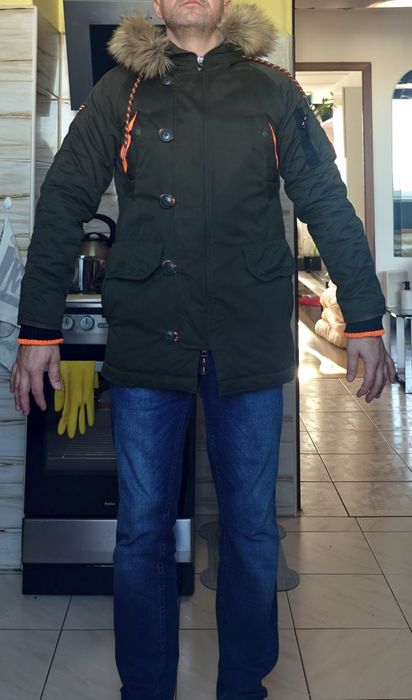 SUPERDRY Kurtka męska zielona khaki kaptur (S)