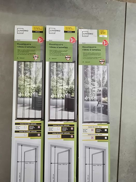 LIVARNO Moskitiera drzwiowa lamelowa listwowa 100x220Czerń i Biel 2szt