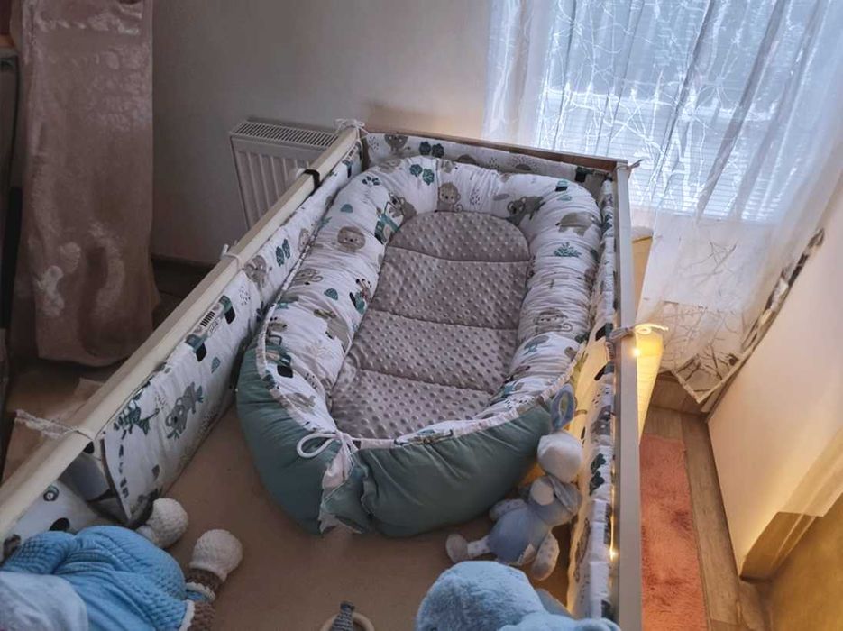 Gniazdo kokon niemowlęcy Komplet PREMIUM 7w1 Minky&Bawełna