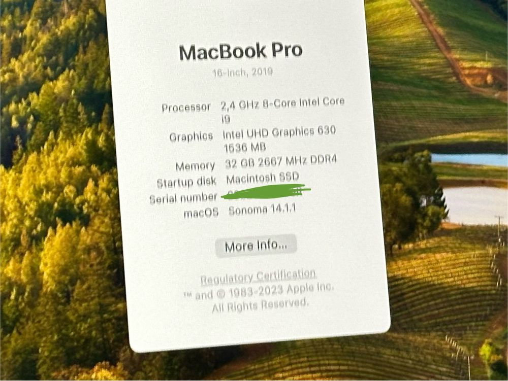  Macbook Pro i9 32 RAM de 2019 Touch Bar 1 Tera