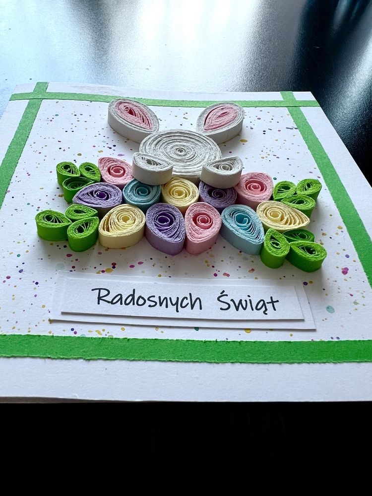 Kartka WIELKANOCNA, ręcznie robiona, quilling, wielkanoc