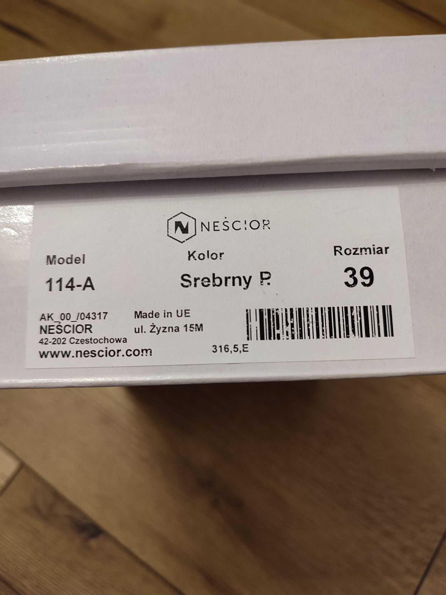 Buty damskie Neścior 39 srebrne nowe bal sylwester
