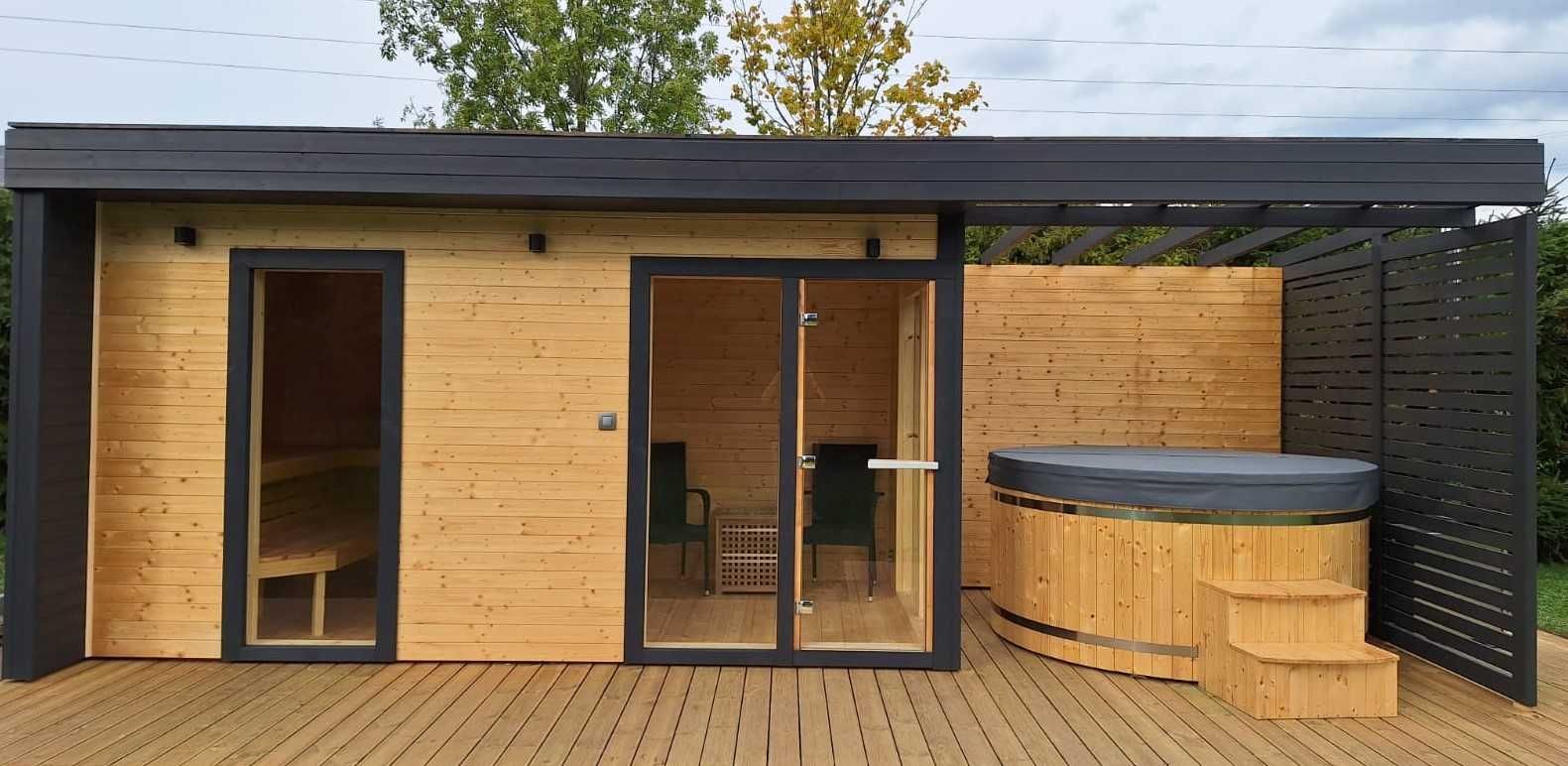 sauna ogrodowa , duża z przedsionkiem, spa ogrodowe - producent