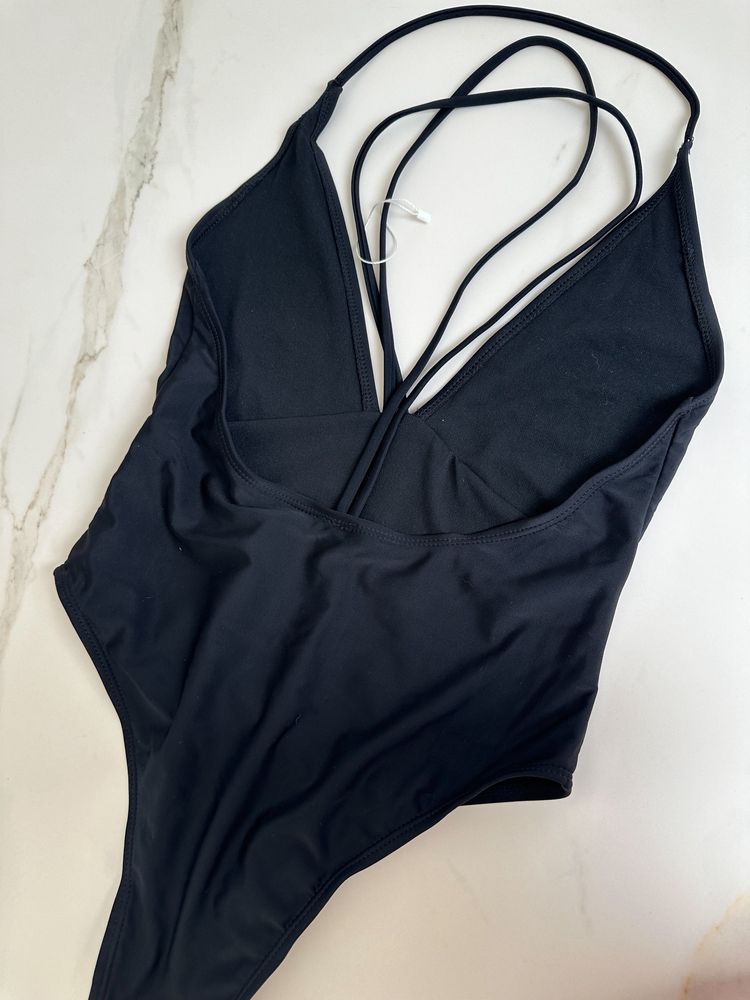 Czarne body kąpielowe strój kąpielowy jednoczęściowy monokini