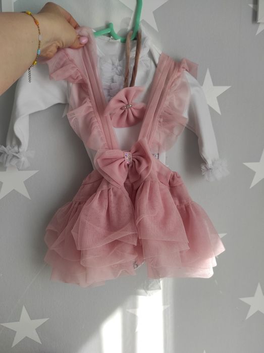 Sukienka na roczek+ body + rajstopki