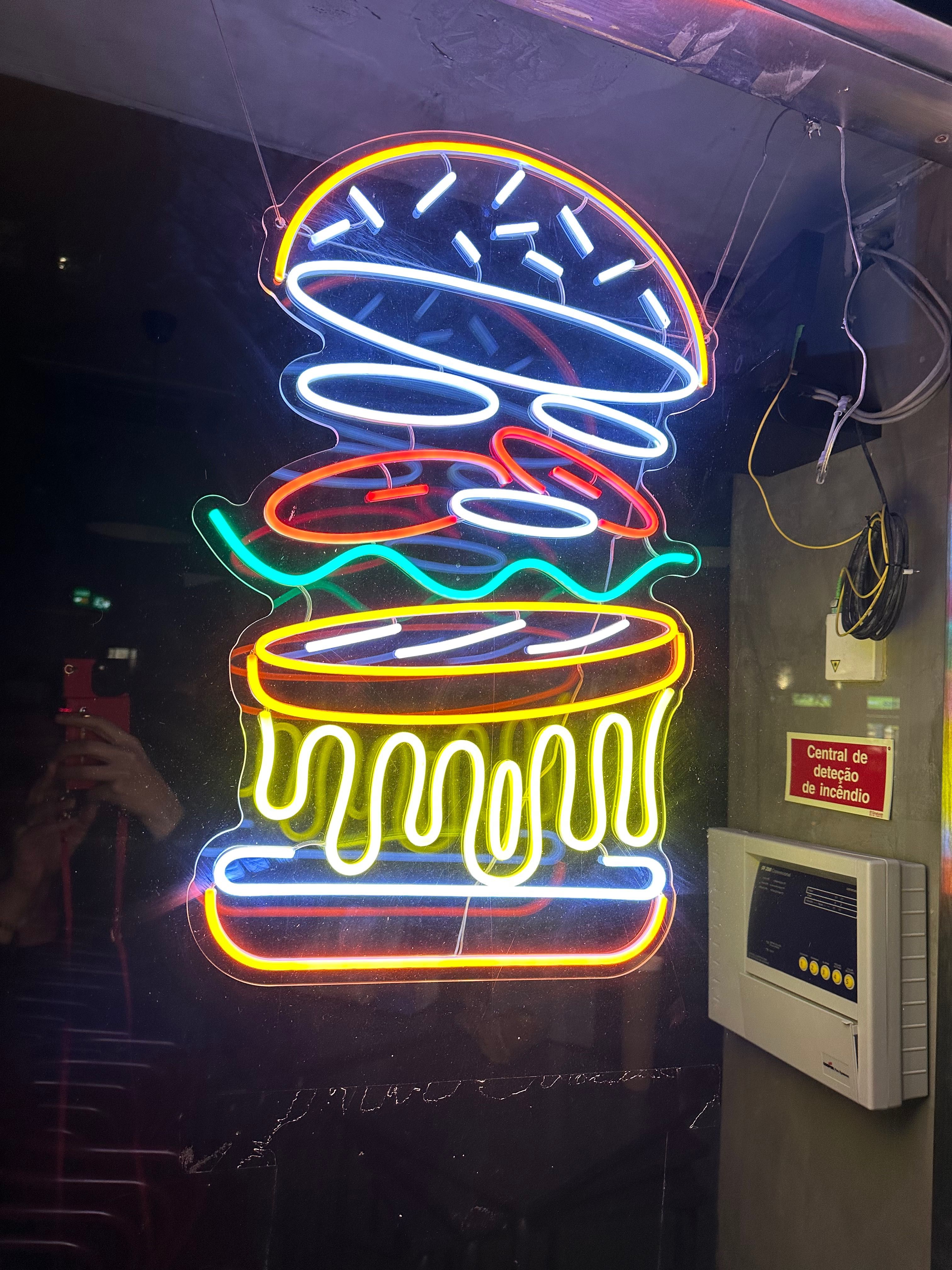 Neon “hamburger” sign