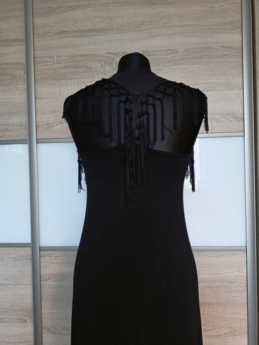 Czarna sukienka maxi, wakacyjna boho M.