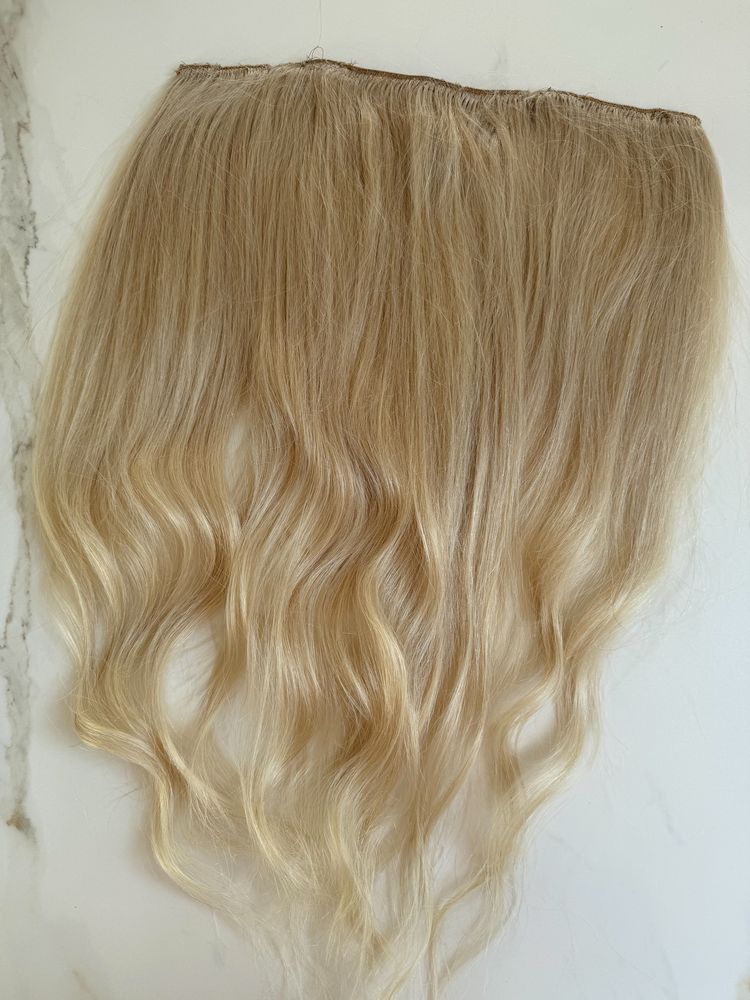 Włosy na taśmie clip in ze spinkami jasny blond