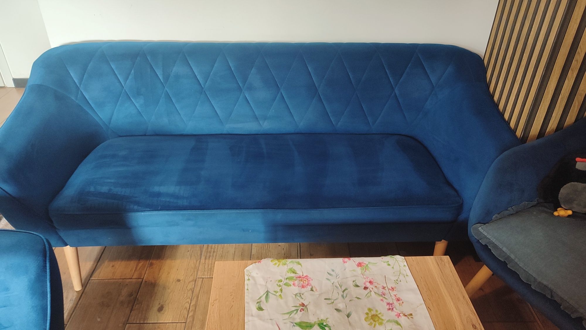 Zestaw 3+2+1  welur sofa używana 2 msce