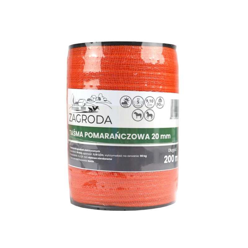 Taśma elektryzatora 20mm/200m do pastucha pomarańczowa ZAGRODA