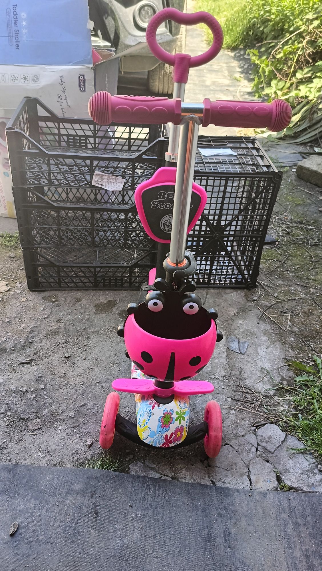 Дитячий самокат Scooter 5in1 з светящими колесами "Маки"
