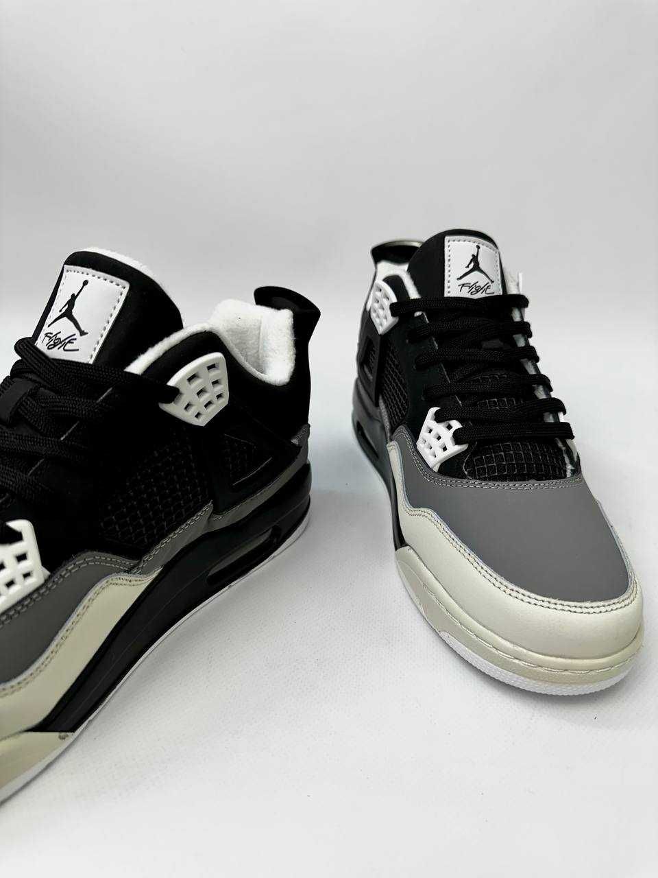 Nike Air Jordan 4 Retro (black / gray / white) кросiвки зима-весна