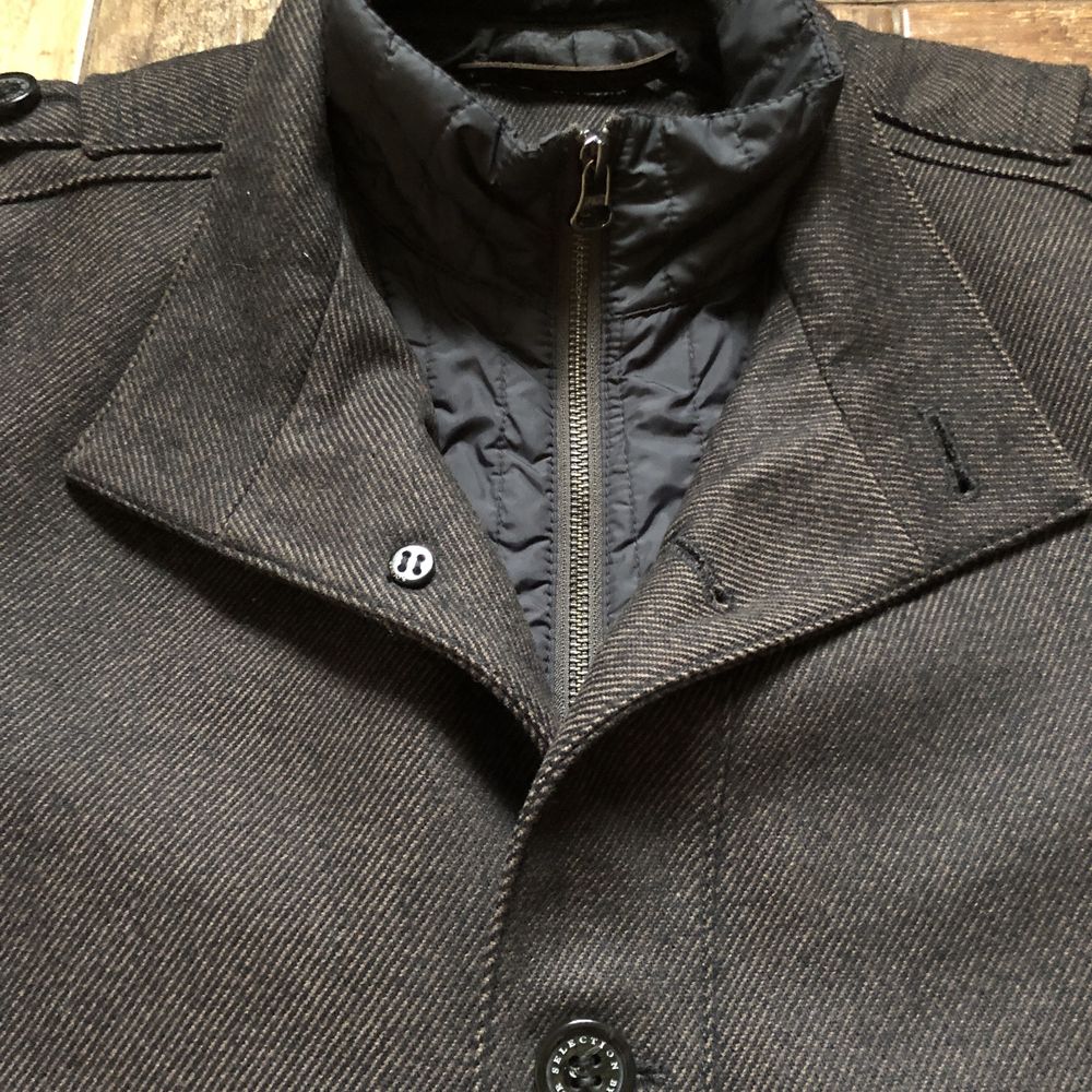 Пальто Selection by Oliver чоловіче сіро-коричневе вовняне L-XL