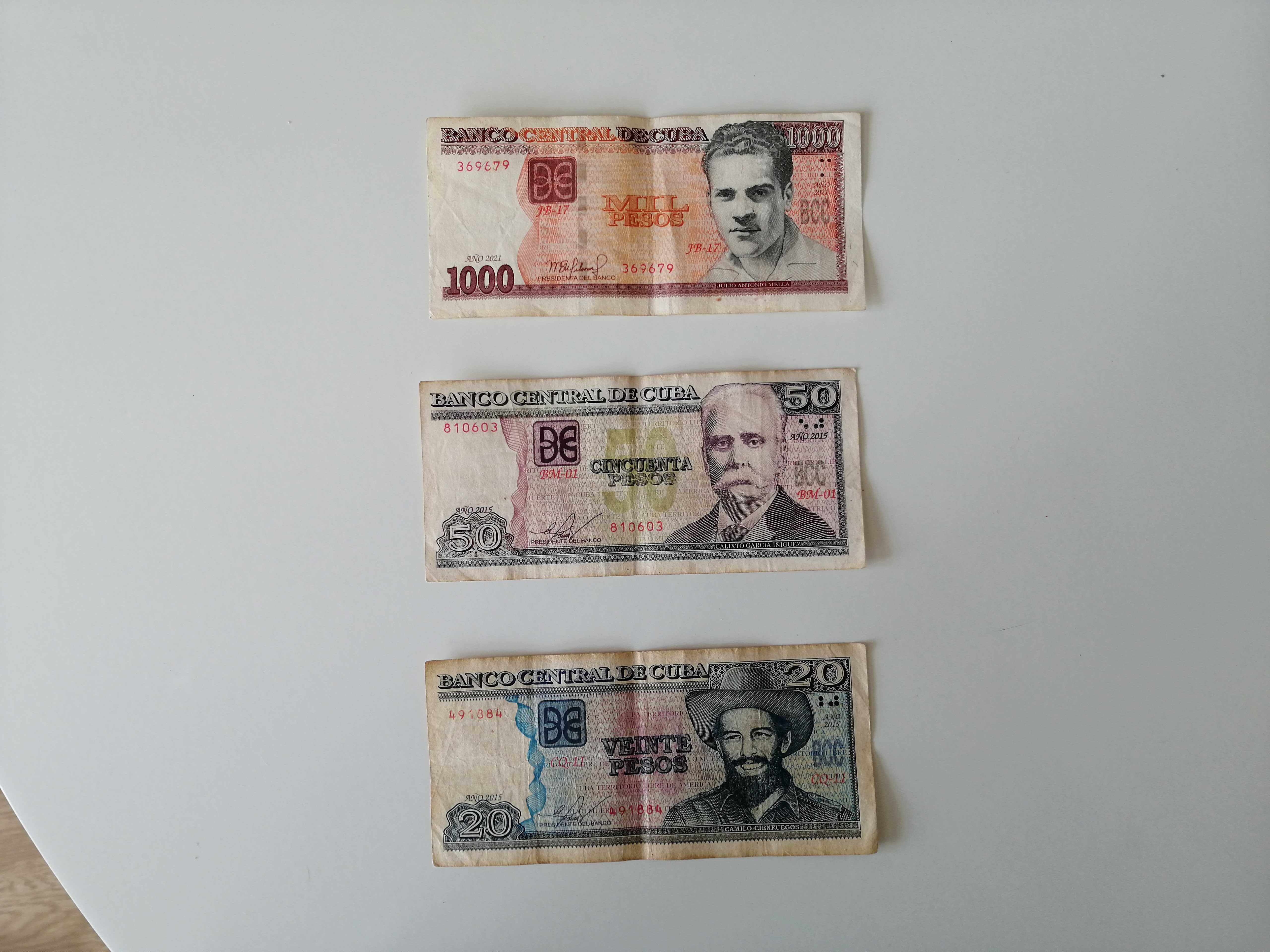 Zestaw 3 banknotów z Kuby