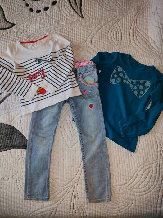 Zestaw dziewczęcy 110 dżinsy i bluzeczki
