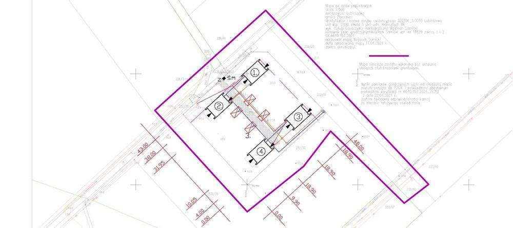 Działka nad jez. Lubie z gotowym projektem i PnB 4 domków całorocznych