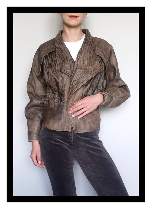 Włoska skórzana kurtka vintage Vera Pelle (XS/S) #nietoperz #brązowa
