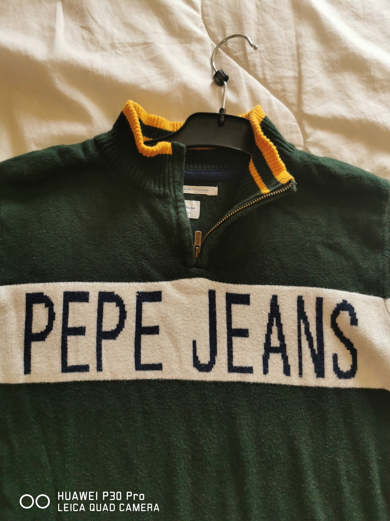 Camisola de malha de rapaz da Pepe Jeans, verde logo azul marinho