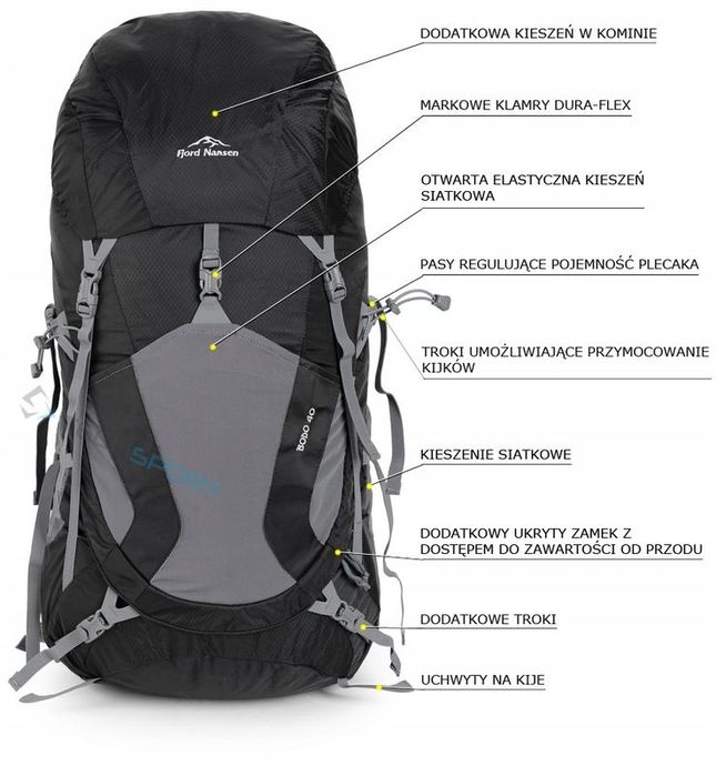 Plecak Trekkingowy Fjord Nansen Bodo 40l+10l Black