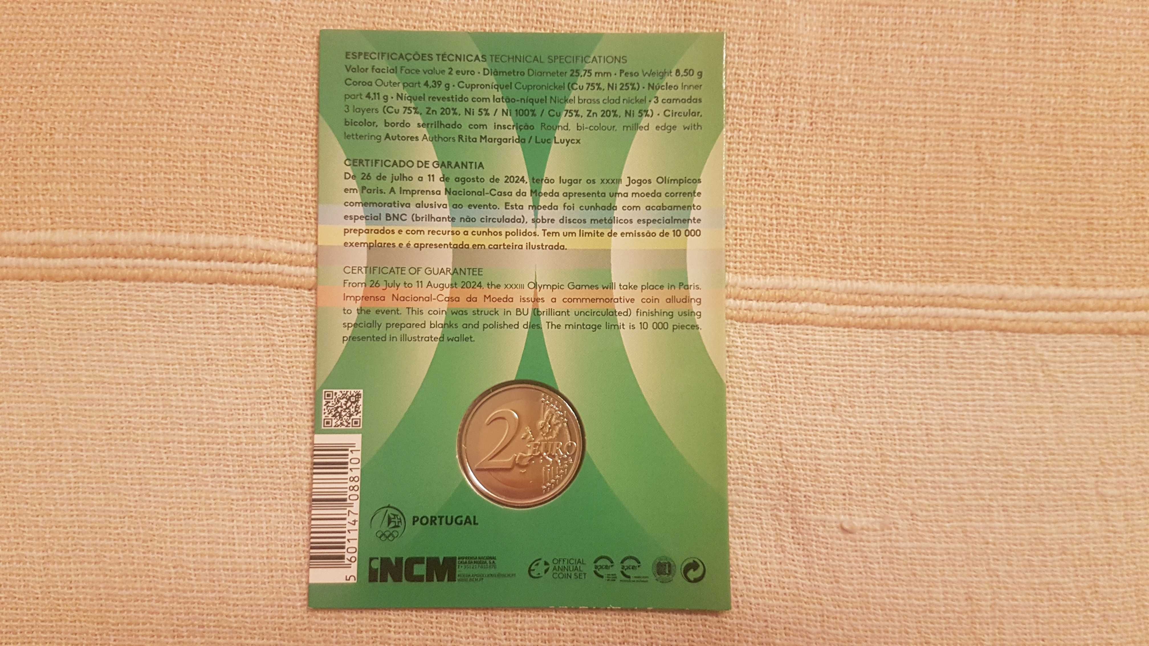 Moeda Comemorativa Alusiva Equipa Olímpica Portugal 2024 CuNí BNC