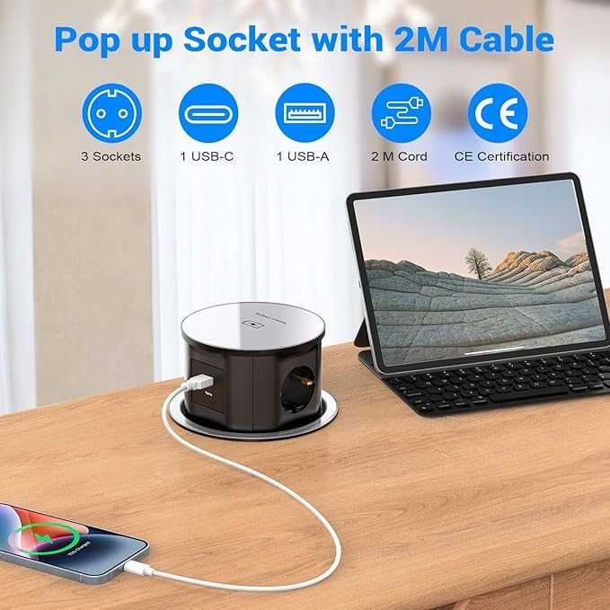 Wysuwana listwa zasilająca z USB C PD20W