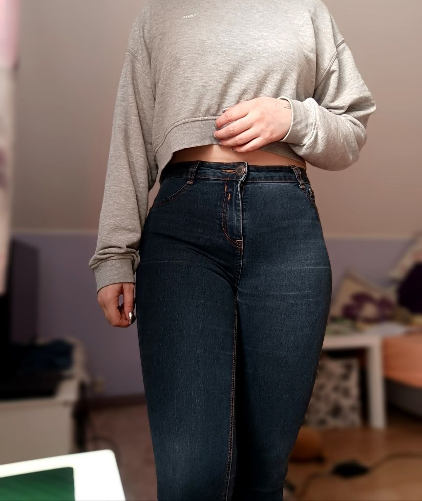 Spodnie wysoki stan jeansowe