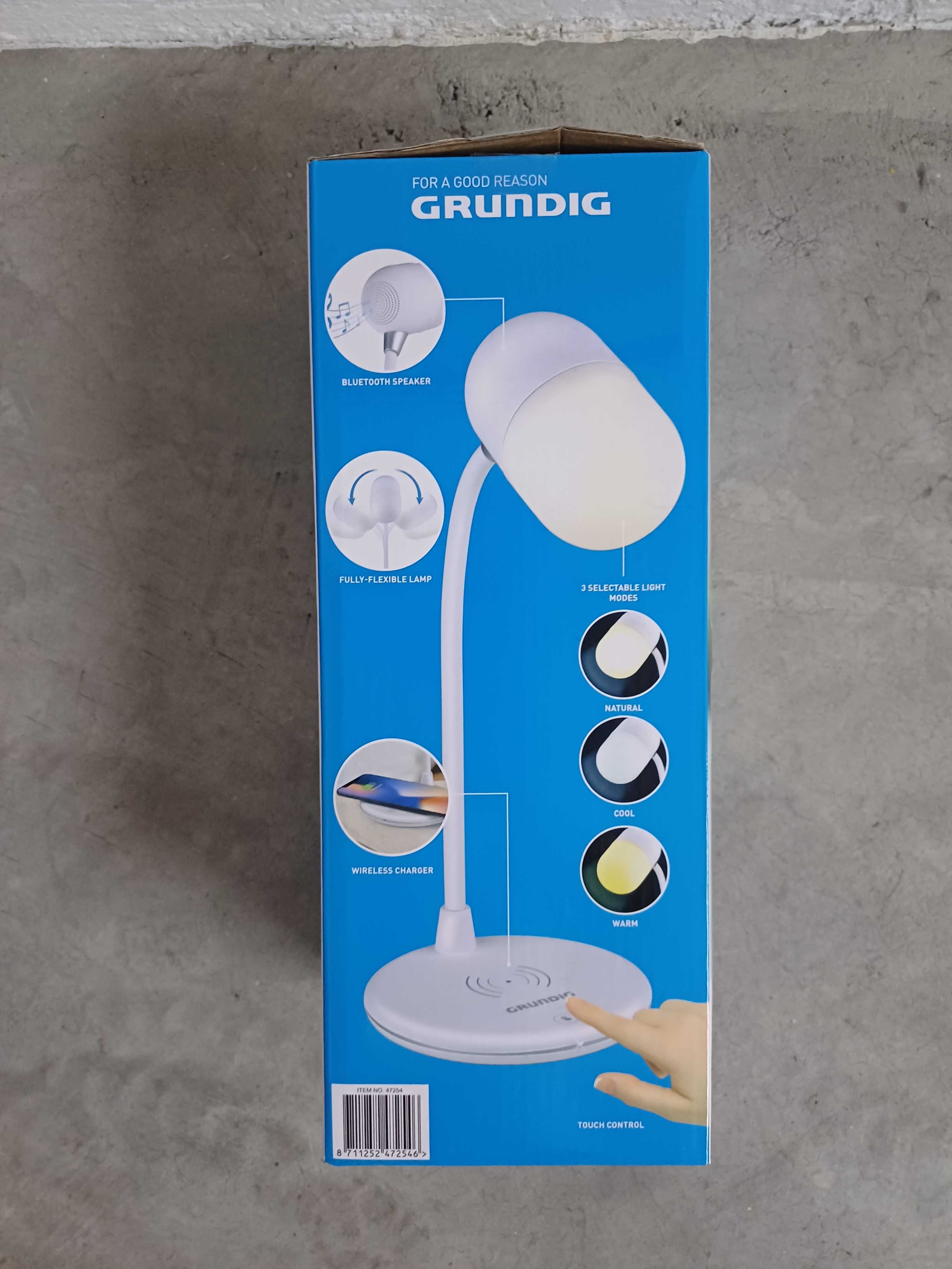 Grundig Lampada de Secretaria LED 3 em 1 carregador sem fios coluna BT
