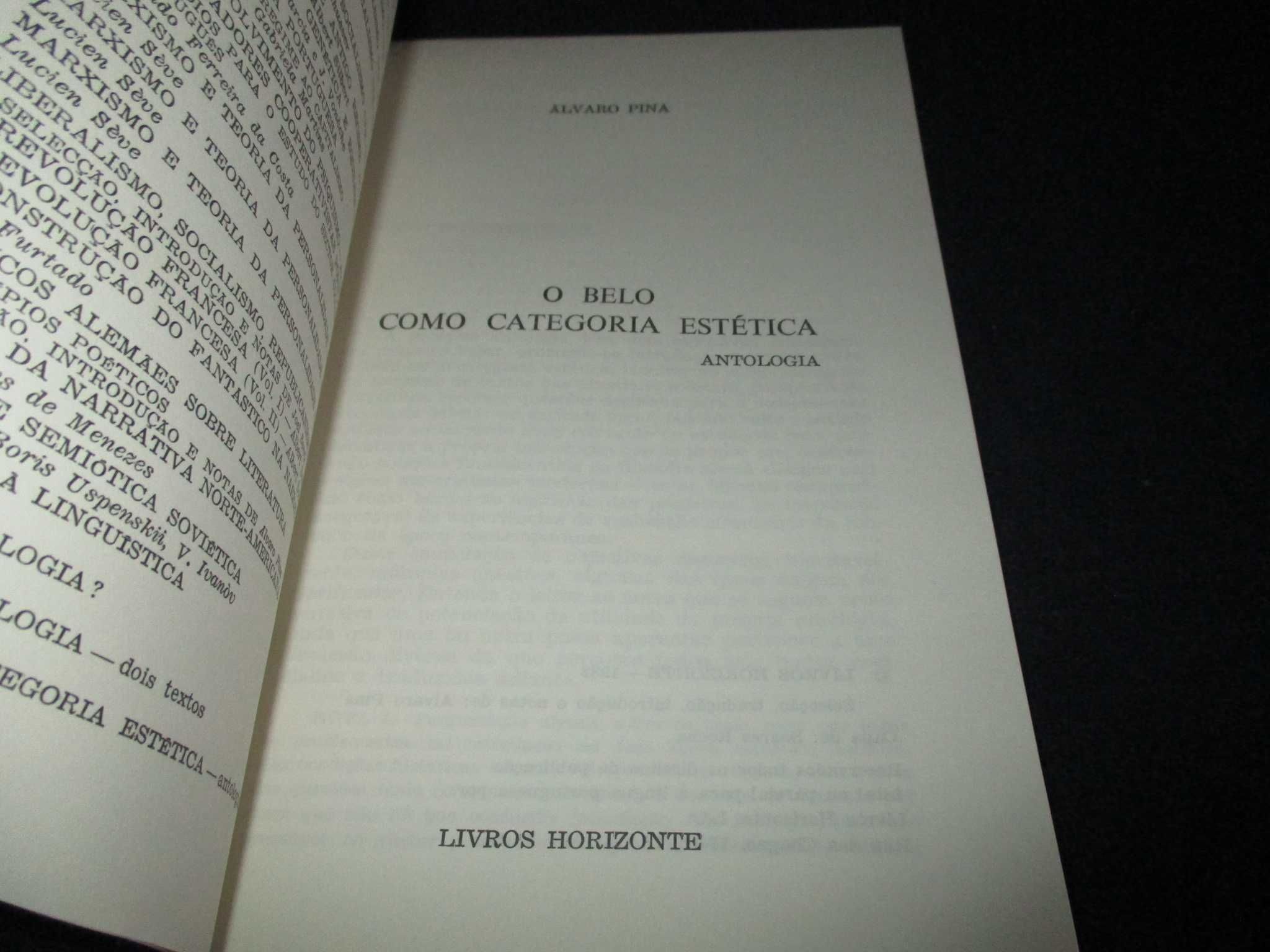 Livro O Belo como categoria Estética Álvaro Pina